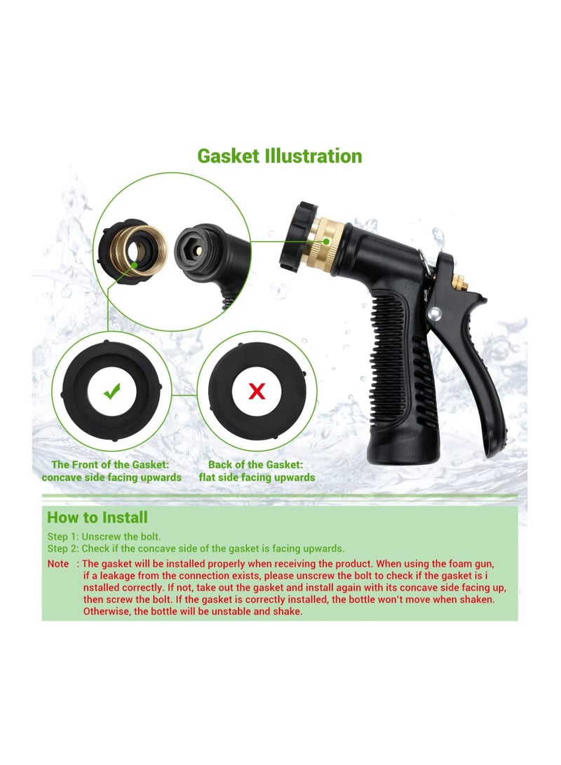 Excefore Car Wash Foam Gun, Soap Sprayer with 3/8" Brass Connector & Washing Mitts, Dual Filtration, 6 Levels of Concentration, Quick Connect to Most Garden Hose Cannon for Hose, Adjustment Ratio Dial(Green) - Image 3