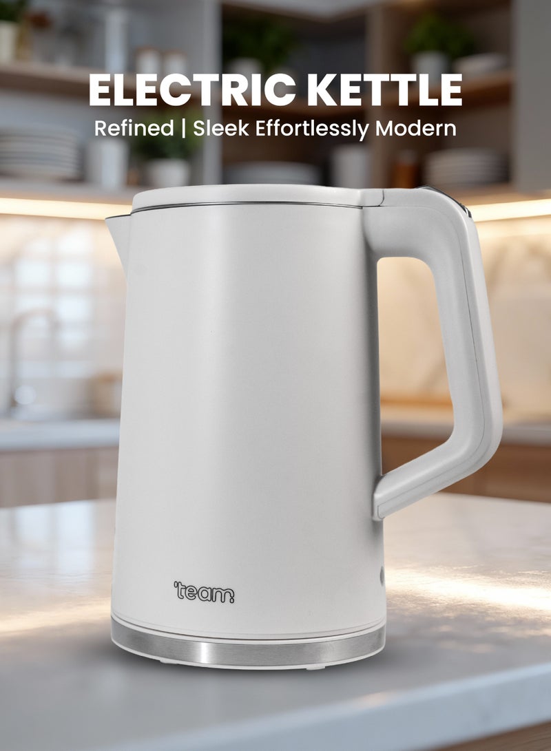 Team Electric Kettle 1.7L – 304 Stainless Steel Body, Auto Shut-Off, Cordless Fast Boil Kettle, Dry Boil Protection, 1500W, Thermostat Control, Beige - Image 2