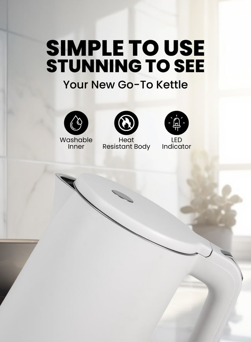 Team Electric Kettle 1.7L – 304 Stainless Steel Body, Auto Shut-Off, Cordless Fast Boil Kettle, Dry Boil Protection, 1500W, Thermostat Control, Beige - Image 4