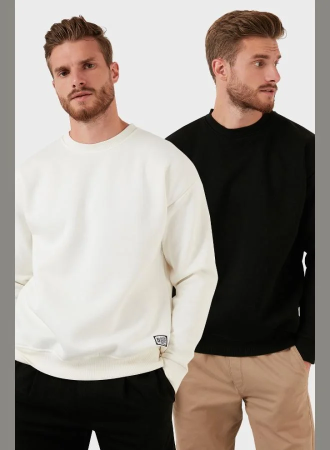 Buratti Regular Fit Crew Neck Fleece Lined 2-Pack Men's Sweatshirt 5905255S2