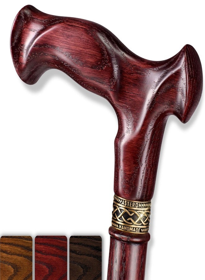 Asterom Walking Cane for Men & Women - Ergonomic, Handmade - Cool Walking Stick for Seniors, Stylish Wooden Canes (Cherry, 35 Inches) - Image 1