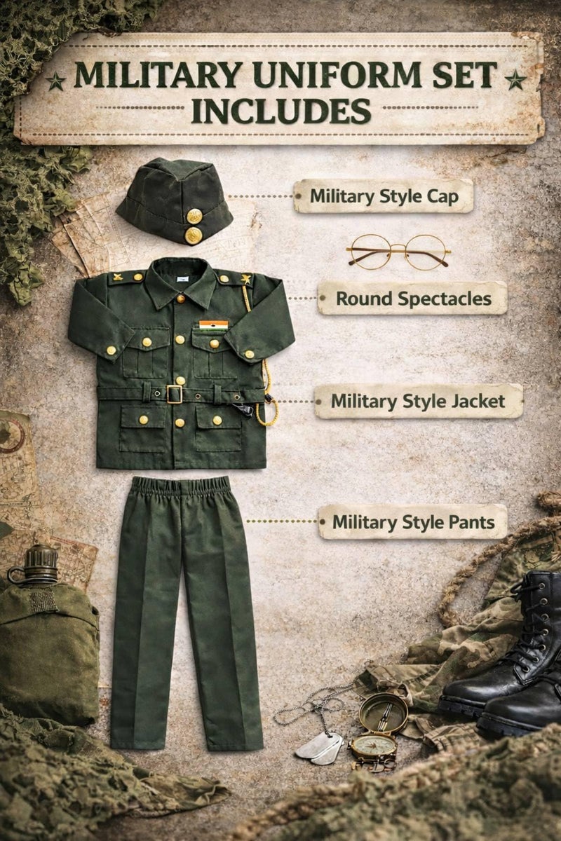 FancyDressWale Netaji Subhash Chandra Bose Dress for Boys (3-4 Years) + Free Spectacles - Image 5