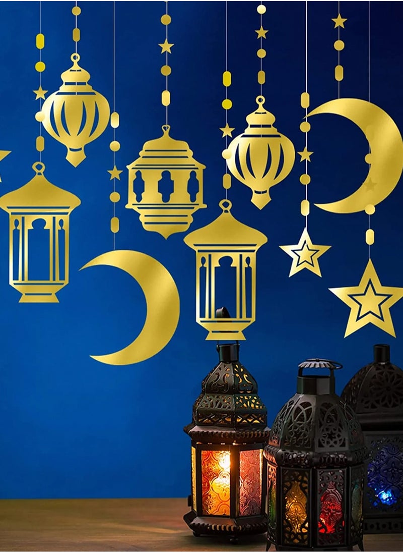 LOOPITYS Ramadan Decorations for Home,Ramadan Hanging Decorations Ramadan Ornaments Moon Star Shape Lantern Party Decor for Home Living Room Bedroom  - Image 2