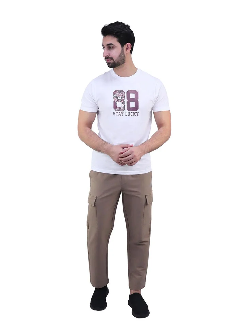 جيوردانو تي شيرت قطن جيرسي مطبوع للرجال (AI TEE)