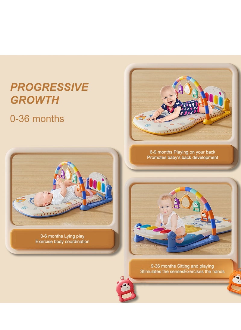 ما بيبي سجادة لعب للأطفال، صالة ألعاب رياضية للأطفال، سجادة أنشطة مرحة على البطن مع 5 ألعاب حسية للأطفال الرضع، موسيقى وأضواء، هدايا للأولاد والبنات للمواليد الجدد - Image 3