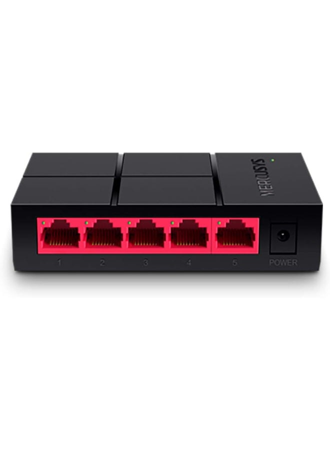 MERCUSYS 5-Port Gigabit Desktop Switch
PORT: 5× Gigabit Ports
SPEC: Plastic Case
FEATURE: Plug and Play, Power Saving, Compact design Black - Image 1