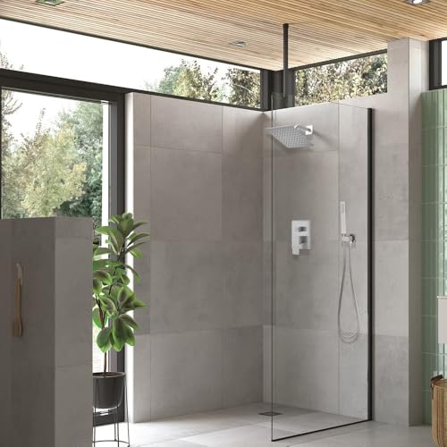 Heable Brushed Nickel Shower System with 8'' Rainfall Shower Head, Handheld Shower head, Bathroom Luxury Rain Mixer Shower Combo Set Wall Mounted Shower Faucet Rough-in Valve and Trim Kit - Image 2