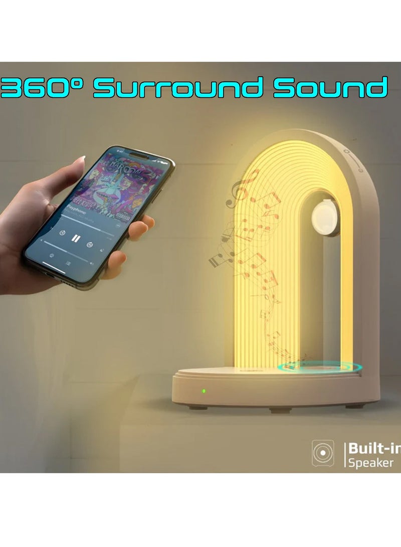 PROMATE Multi-Functional LED Lamp Bluetooth Speaker with 15W Wireless Charger, Promate Globe-Qi - White - Image 2