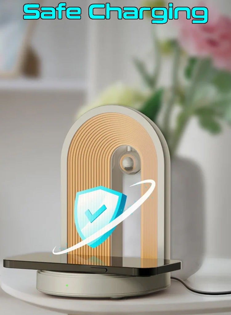 PROMATE Multi-Functional LED Lamp Bluetooth Speaker with 15W Wireless Charger, Promate Globe-Qi - White - Image 3