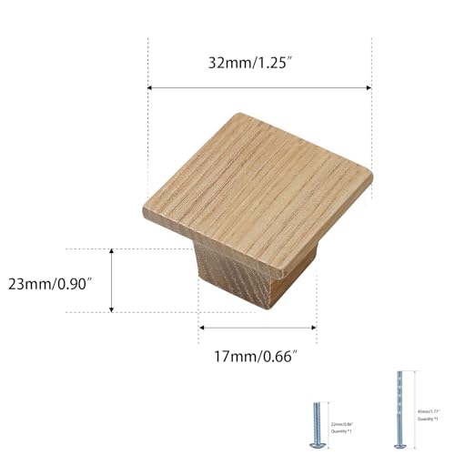 Evionlin 4 PackSquare Minimalist and HighEnd ChineseStyle Cabinet Door Handles Cabinet Drawer Pulls SingleHole Wardrobe Knobs Wooden Door - Image 3