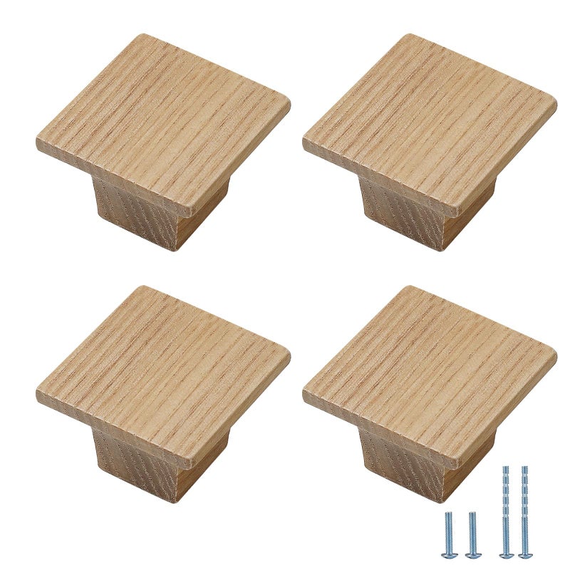 Evionlin 4 PackSquare Minimalist and HighEnd ChineseStyle Cabinet Door Handles Cabinet Drawer Pulls SingleHole Wardrobe Knobs Wooden Door - Image 2