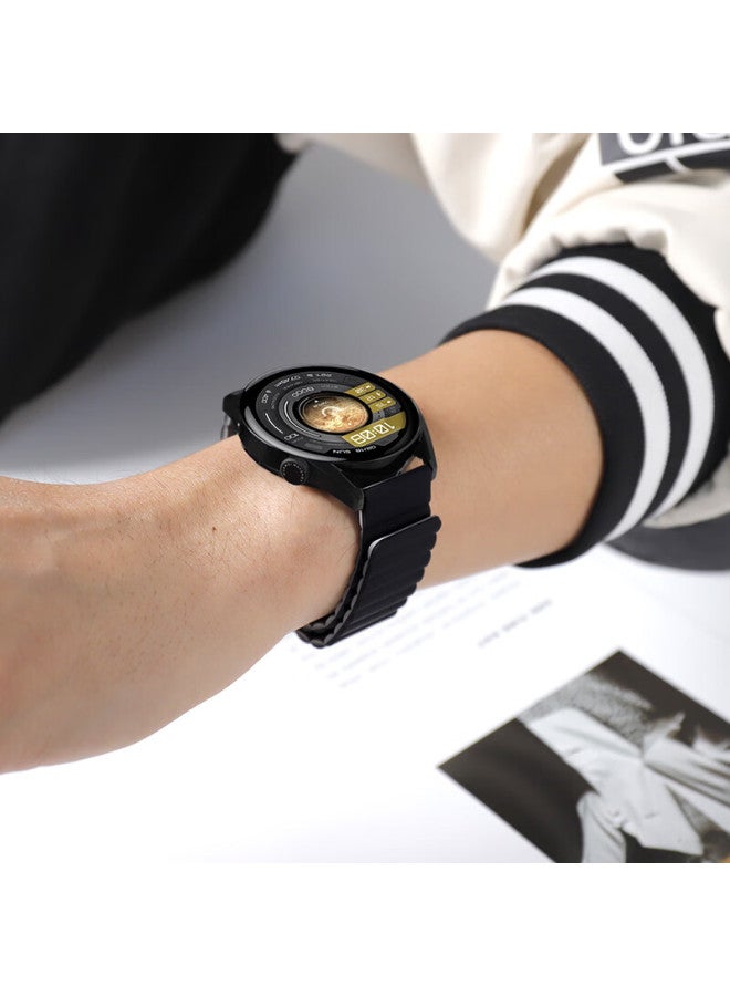 Sggs Silicone Magnetic Loop Strap For Huawei Watch4 Pro/gt6/6 Pro/5/4/3/gt5 Pro, Gray With Orange, 22mm, 46/48mm Dial