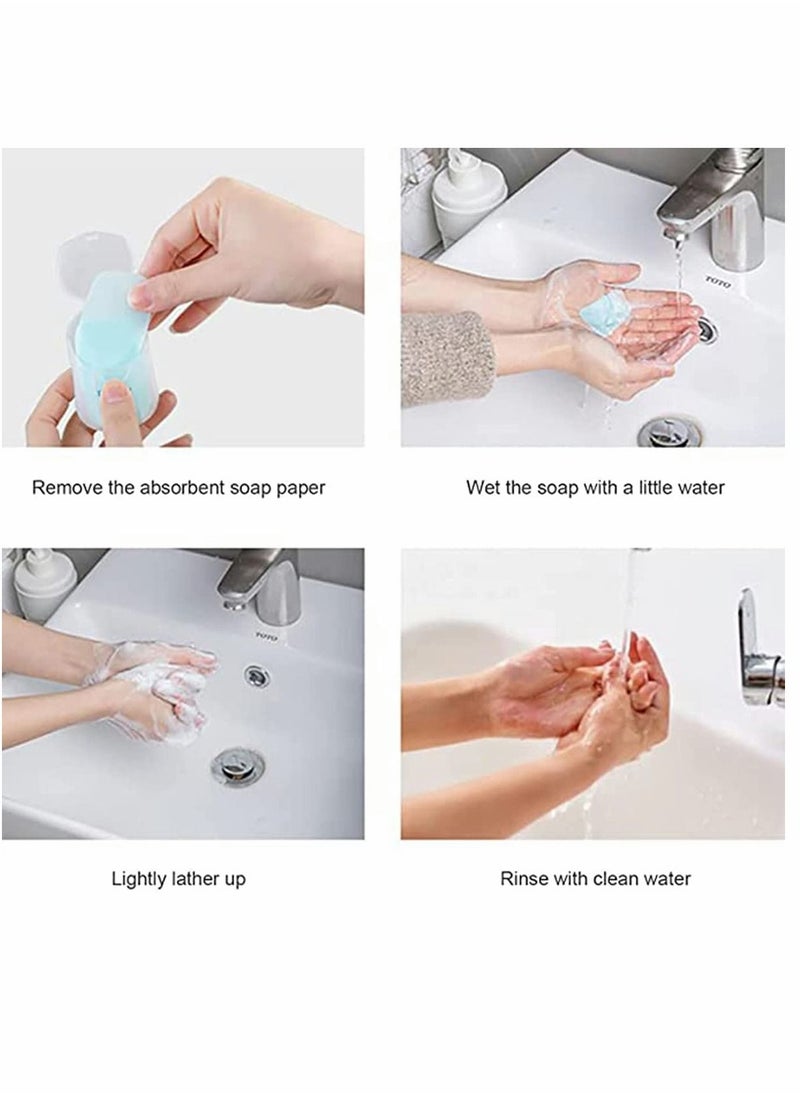 KASTWAVE 1 Box 50 Pieces Disposable Boxed Paper Soap, Portable Travel Soap Sheets Hand Washing Bath Scented Paper Soap for Outdoor, Camping Hiking (Wormwood)  - Image 3