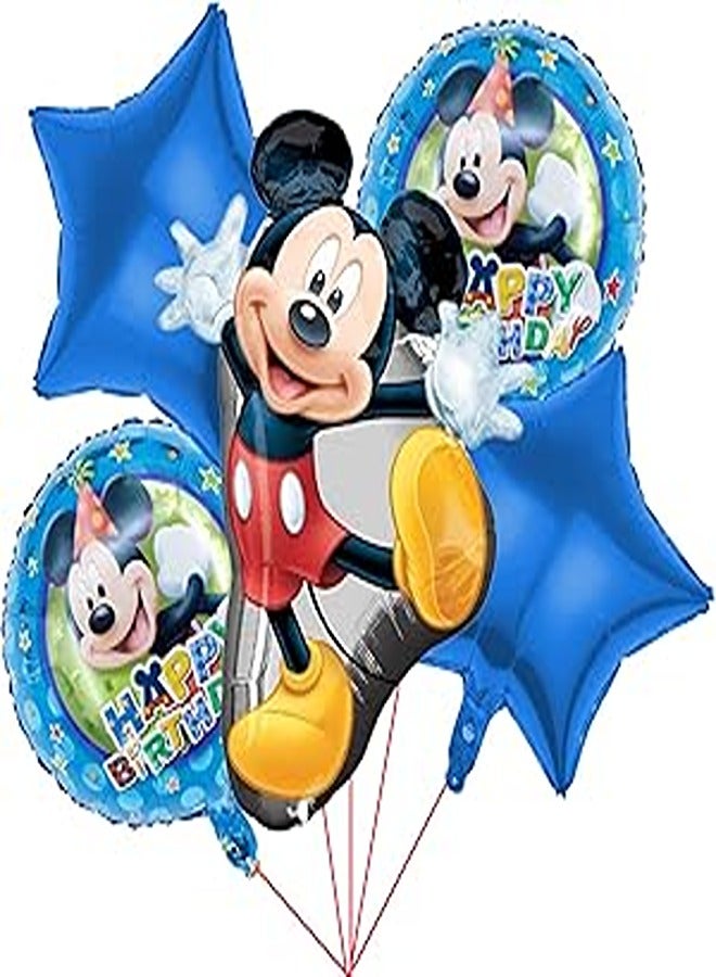 5 PCS Cartoon Character Theme Party Balloons, Birthday Party Balloons, Cartoon Balloons Birthday Decorations for Kids Party Theme Decorations (blue)