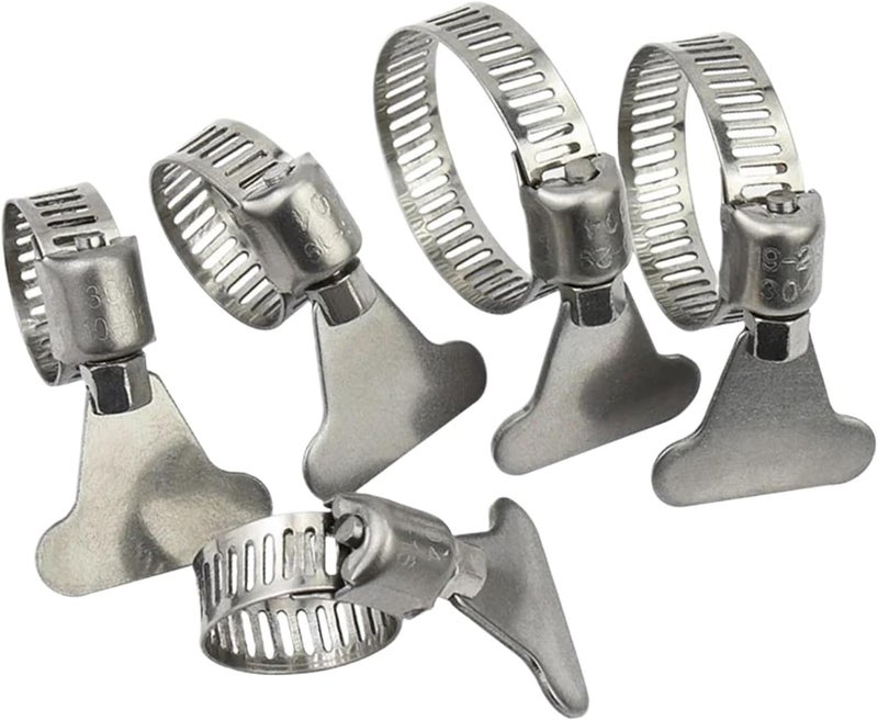 Hose Clamps 8PCS 91-197mm 304 Stainless Steel Water Pipe Clamp Fixed Locking Clamps With Handle Throat Hoops Hand Twist Tube Hoop For Automotive Pipe Radiator Plumbing Fuel Line(91-114mm) - Image 1