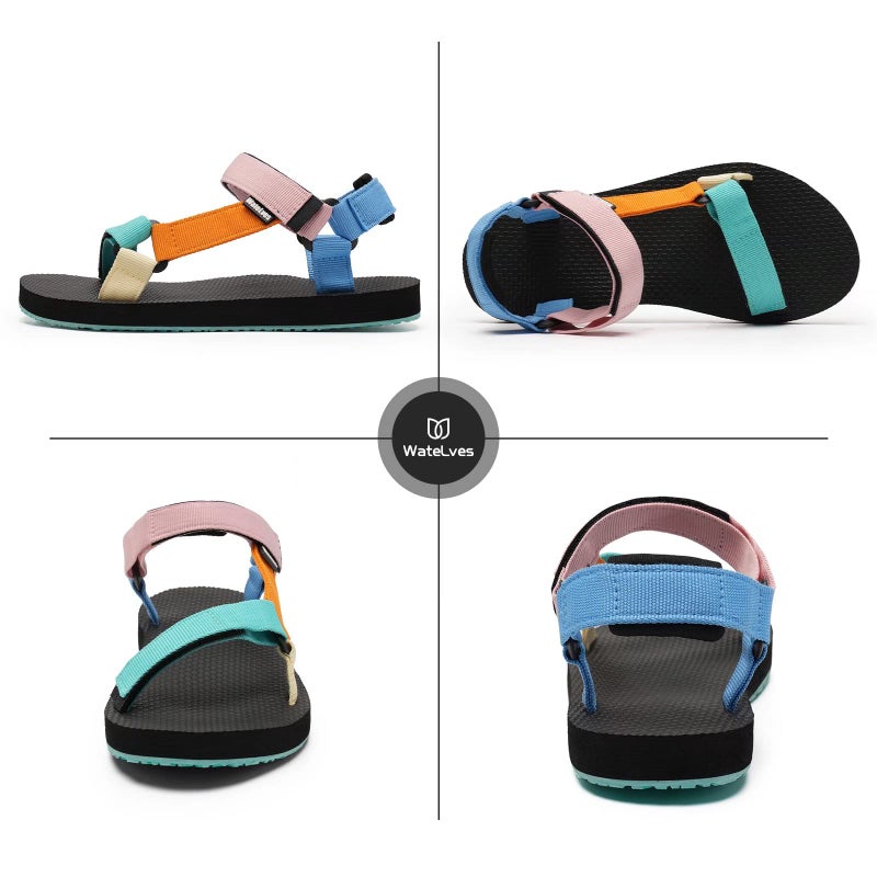 WateLves Womens-Sport-Sandals Hiking Sandals with-Arch-Support Webbing-Outdoor-Beach-Water-Sandals for Travel-Walking-Trekking-Camping(Colorful,39) - Image 3