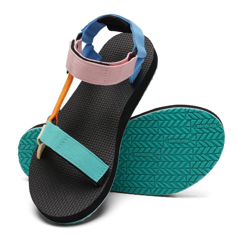 WateLves Womens-Sport-Sandals Hiking Sandals with-Arch-Support Webbing-Outdoor-Beach-Water-Sandals for Travel-Walking-Trekking-Camping(Colorful,39) - Image 1