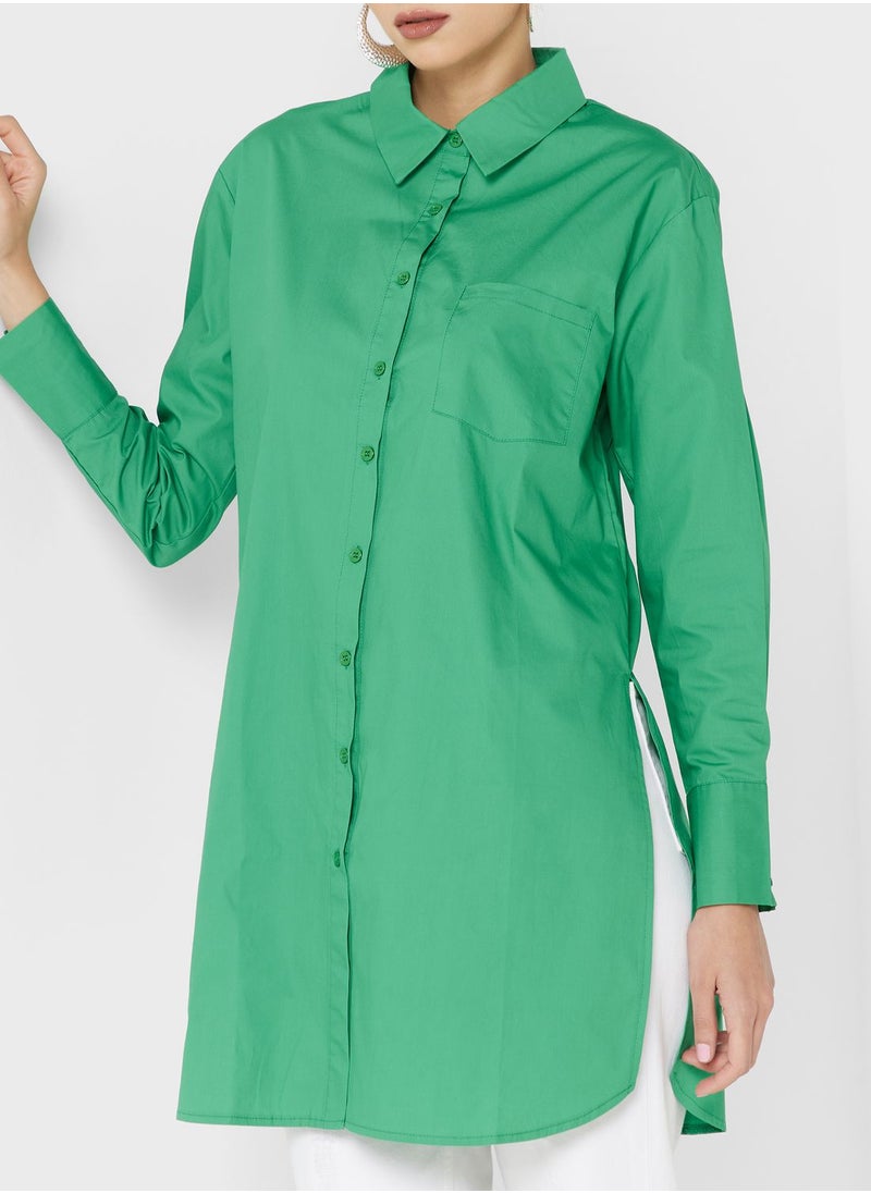 Khizana - Longline Button Down Shirt - Image 1