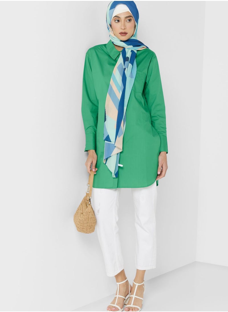 Khizana - Longline Button Down Shirt - Image 1