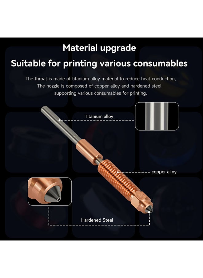 Generic - 3D Printer Accessory 0.4mm CZ Copper Hardened Steel Coating Nozzle Compatible with Creality K1C/ K1 Max/  Ender 3 V3 3D Printer Nozzle Integrated Bimetallic with Titanium Alloy Throat - Image 1