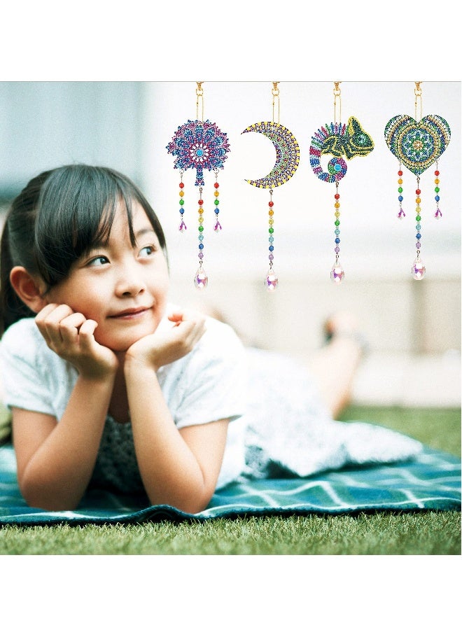 Wind Chime Kits, 4pcs Diamond Painting Wind Chime Double Sided Special Shaped Rhinestone Crystal Diamonds Painting Butterfly Hanging Ornament for Yard Decor - Image 4