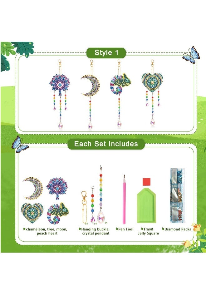 Wind Chime Kits, 4pcs Diamond Painting Wind Chime Double Sided Special Shaped Rhinestone Crystal Diamonds Painting Butterfly Hanging Ornament for Yard Decor - Image 5