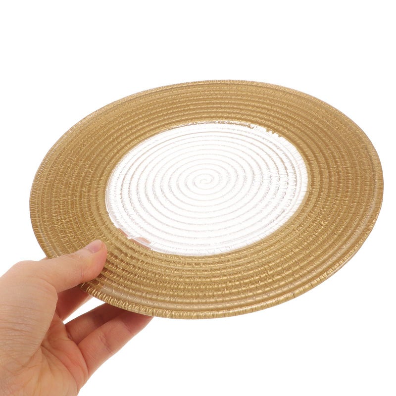 Gold Rim Glass Salad Plate 21cm Vintage European Style Cold Dish Serving Tray for Dessert Steak Breakfast Snacks - Image 5