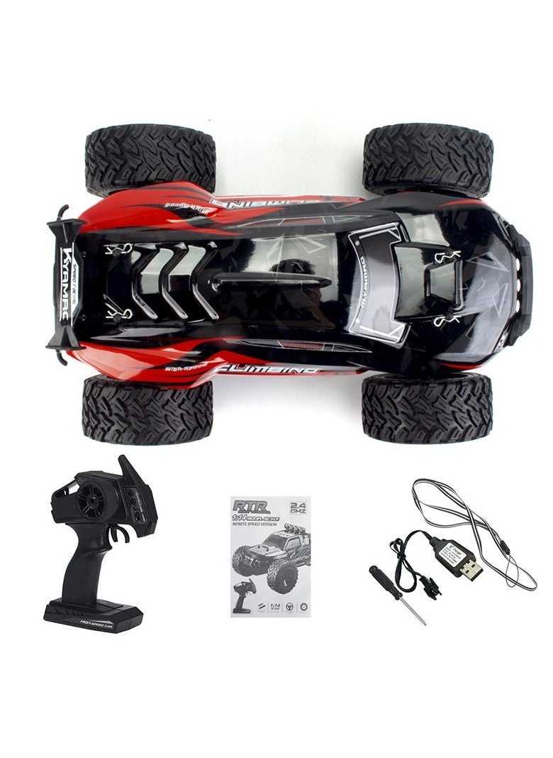 AROAQ - RC Remote Control Car, All Terrain 45° Climbing Remote Control Car Model Toy, High Speed 1:14 Scale Large Off Road RC Vehicle, Big Tyres Climbing Racing Toy Car Model For Children And Adults, (Red) - Image 1