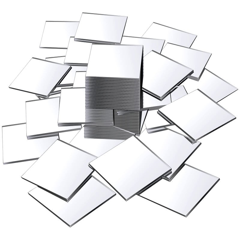 Jetec Mini Size Acrylic Square Mirror Adhesive Small Square Mirror Tiles for Crafts and DIY Projects Supplies50 Pcs2 Inches