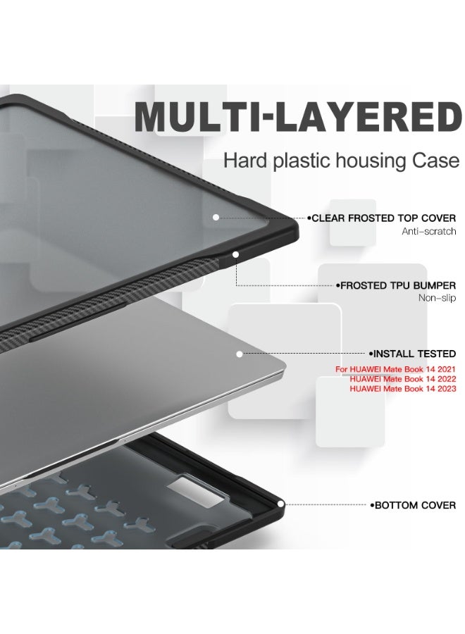Case Compatible with Huawei MateBook D14 Heavy Duty Rugged Full Shockproof Case,Dual Layer Laptop Transparent Hard Shell Case with TPU Frame - Image 3