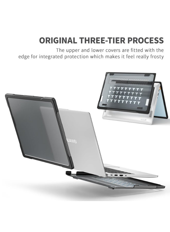 Case Compatible with Huawei MateBook D14 Heavy Duty Rugged Full Shockproof Case,Dual Layer Laptop Transparent Hard Shell Case with TPU Frame - Image 2