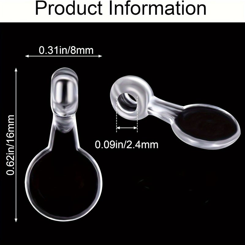 100 Acrylic Adhesive Pendant Hooks Transparent Flat Round Convex for DIY Jewelry Handicrafts - Image 1