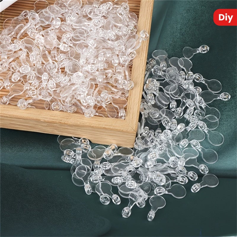 100 Acrylic Adhesive Pendant Hooks Transparent Flat Round Convex for DIY Jewelry Handicrafts - Image 2