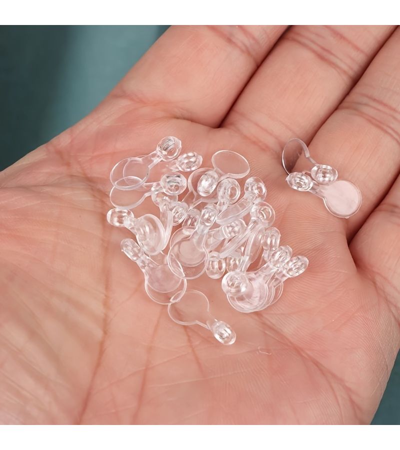 100 Acrylic Adhesive Pendant Hooks Transparent Flat Round Convex for DIY Jewelry Handicrafts - Image 5