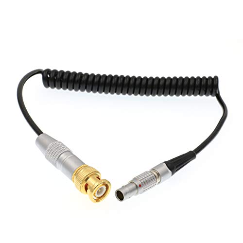 DRRI Coiled Time Code Cable, 1M, BNC to 5 Pin Male, Compatible with ARRI Alexa, Sound Devices, Zaxcom, Lockit Box, Denecke, ACL 204 TC Sync Generator - Image 1