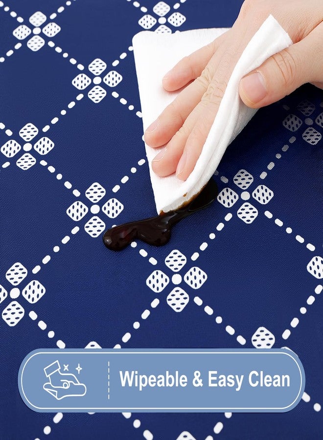 misaya Rectangle Vinyl Table Cloth, Elastic Fitted Tablecloth with Flannel Backing, Waterproof Plastic Table Cover Fits 6 Foot Folding Tables for Picnic, Camping, Indoor and Outdoor (Navy, 30" x 72") - Image 5