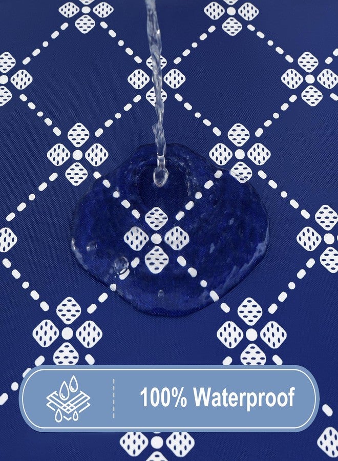 misaya Rectangle Vinyl Table Cloth, Elastic Fitted Tablecloth with Flannel Backing, Waterproof Plastic Table Cover Fits 6 Foot Folding Tables for Picnic, Camping, Indoor and Outdoor (Navy, 30" x 72") - Image 3