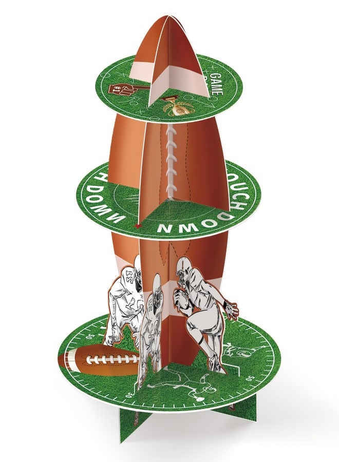 MOAXMOA Football Cupcake Stand 3-Tier Dessert Tower Super Bowl Party Decoration Football Theme Cupcake Stand for Kids Sports Party Supplies - Image 1