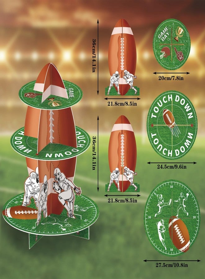 MOAXMOA Football Cupcake Stand 3-Tier Dessert Tower Super Bowl Party Decoration Football Theme Cupcake Stand for Kids Sports Party Supplies - Image 2