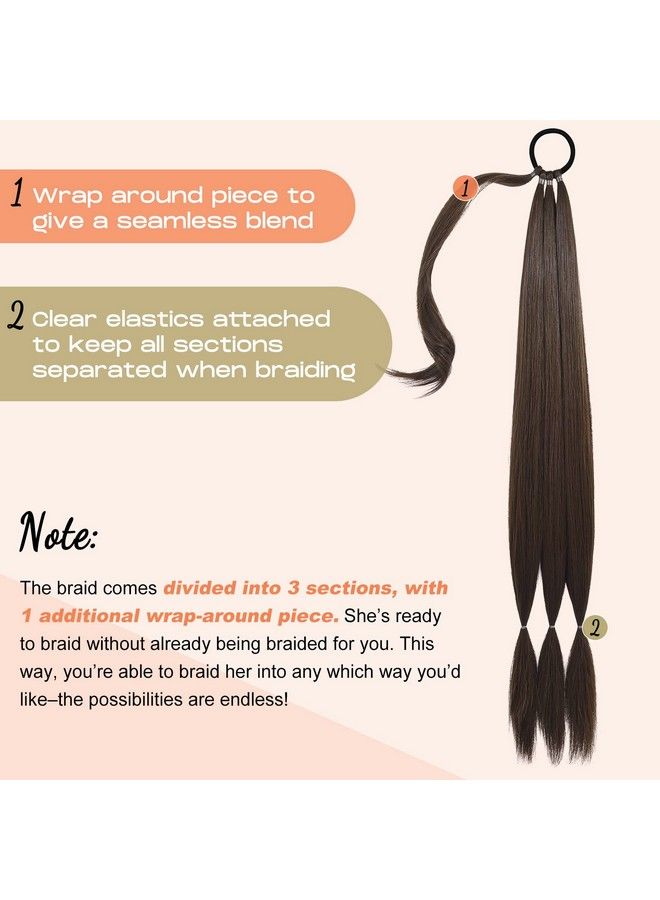SEIKEA Long Braided Ponytail Extension With Hair Tie Straight Wrap Around Hair Extensions Ponytail Natural Soft Synthetic Hair Piece For Women Daily Wear 34 Inch 150 Gram Dark Chocolate Brown - Image 3