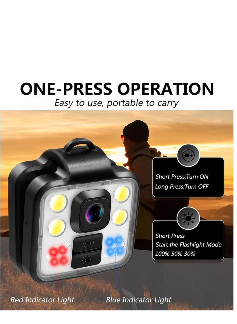 SYOSI - Mini Body Camera, 1080P Portable Video Camera Outdoor Sports Wireless Wearable Camera, 3 Led Modes Flashlight HeadLamp Waterproof Body Worn Camera with Time Stamps for Riding, Running - Image 1