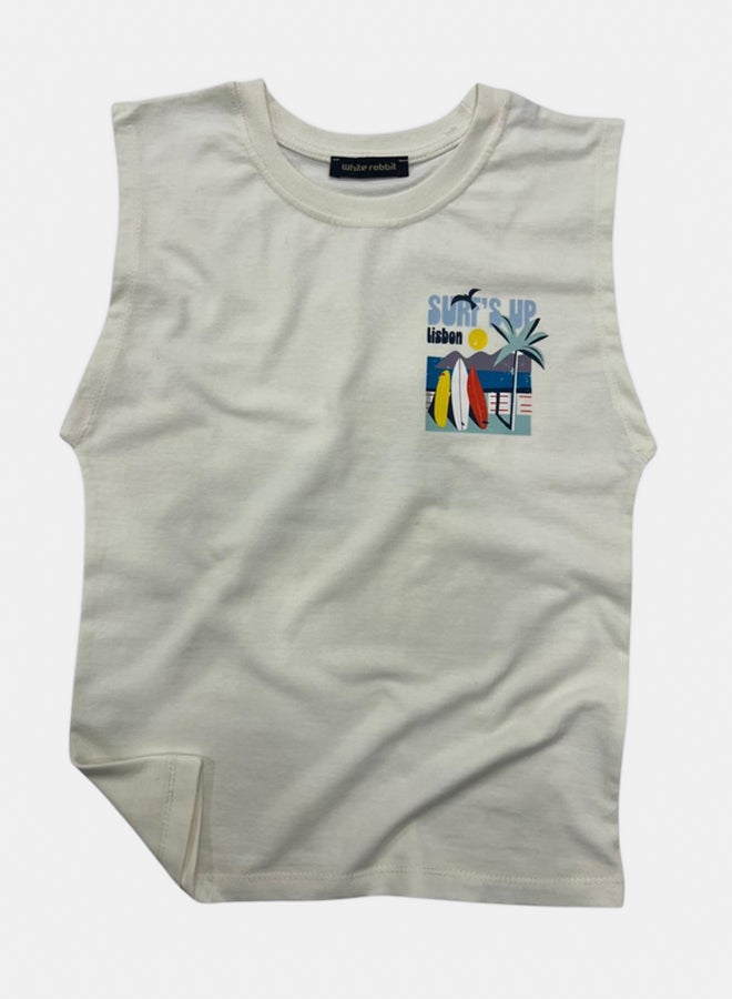 WHITE RABBIT Printed Cut T-Shirt Kids – Off White - Image 1