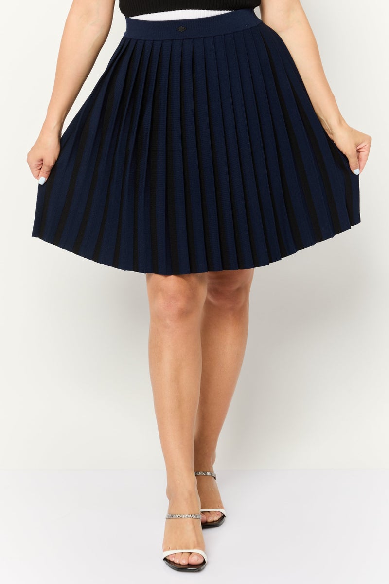 ESPRIT Women Pleated Mini Skirt, Navy - Image 1