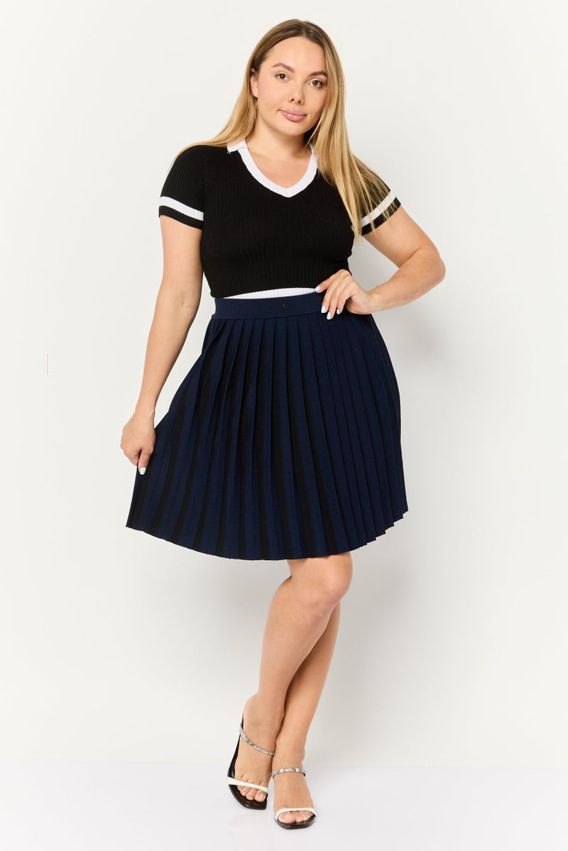 ESPRIT Women Pleated Mini Skirt, Navy - Image 4