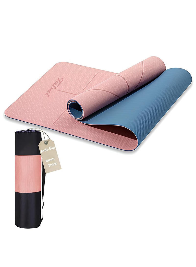 Taimi 6mm Yoga Mat High-resistance for Shock-absorbing, and Knee-supporting Made of High-quality Materials - Lightweight Yoga Mat With a Modern, Stylish Design and a Bag for Easy Portability - Non-slip, Lightweight Training Mat for Yoga, Pilates, Fitness, and Home Exercises - 183x61cm - Image 1