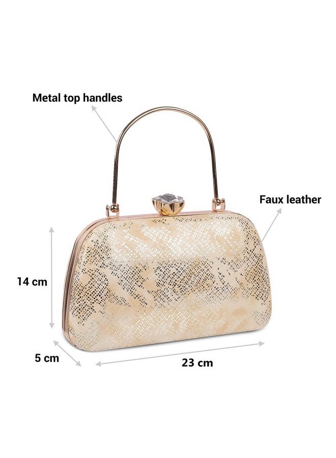 Mochi Women's Gold Fashionable Faux Leather Party Clutch (38-138) - Image 3