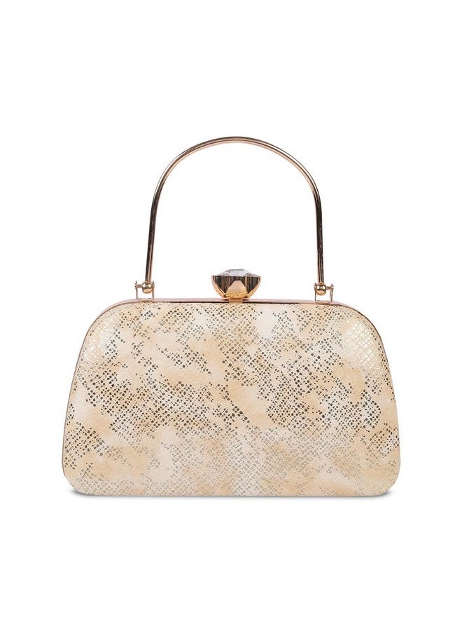 Mochi Women's Gold Fashionable Faux Leather Party Clutch (38-138) - Image 4