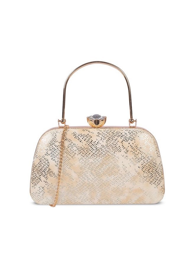 Mochi Women's Gold Fashionable Faux Leather Party Clutch (38-138) - Image 1