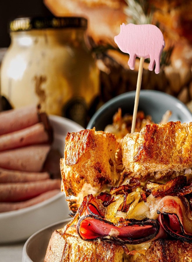 BambooMN 3.9" Pink Pig Fancy Cocktail Appetizers Bamboo Toothpick Picks Stirrer Sticks for Fruit Party, Charcuterie Accessories and Drinks, 100 Pieces - Image 5