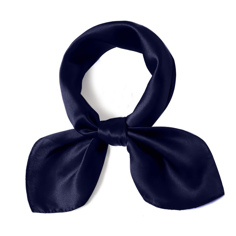 vimate Navy Blue Silk Scarf, 35 Inches Soild Color Navy Satin Silk Scarf for Hair Wrapping for Sleeping (Style 34-Navy) - Image 2